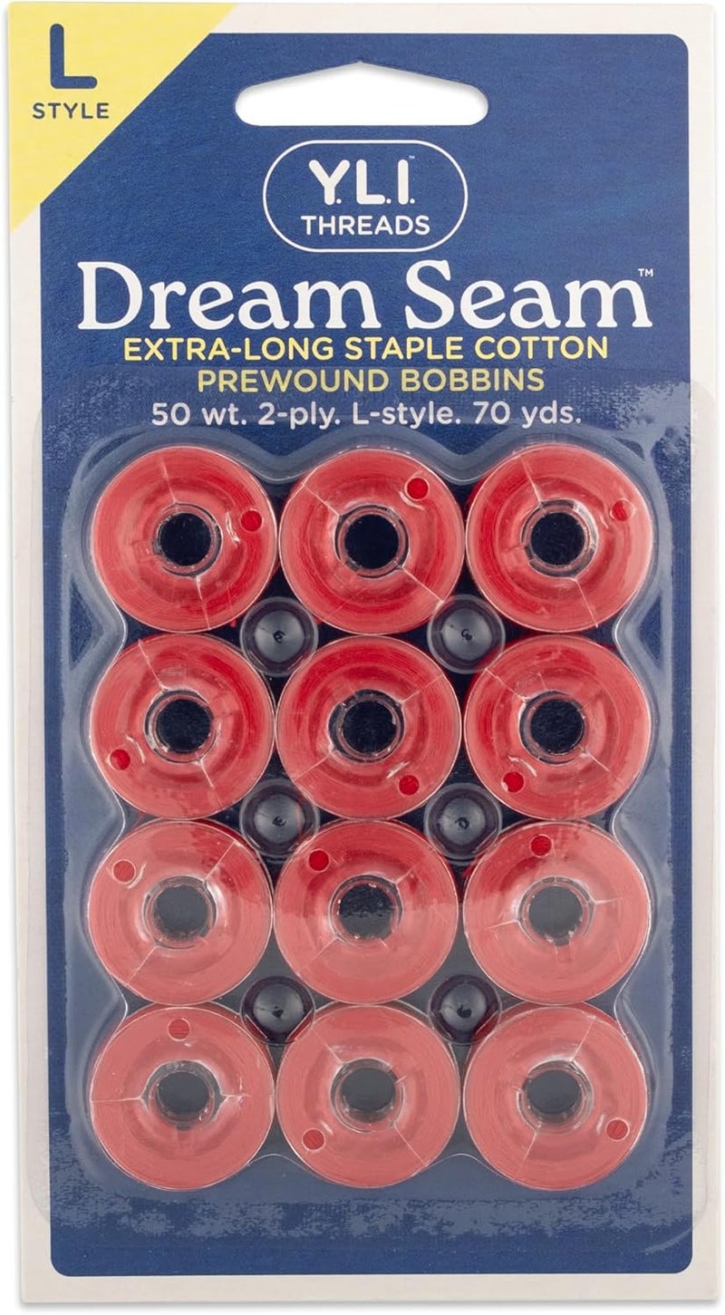 YLI Threads YLI Cotton Quilting Thread – 50 wt Egyptian Cotton for Piecing & Quilting - Low-lint & Strong - L Style Prewound Bobbins - Alarm - Image 1